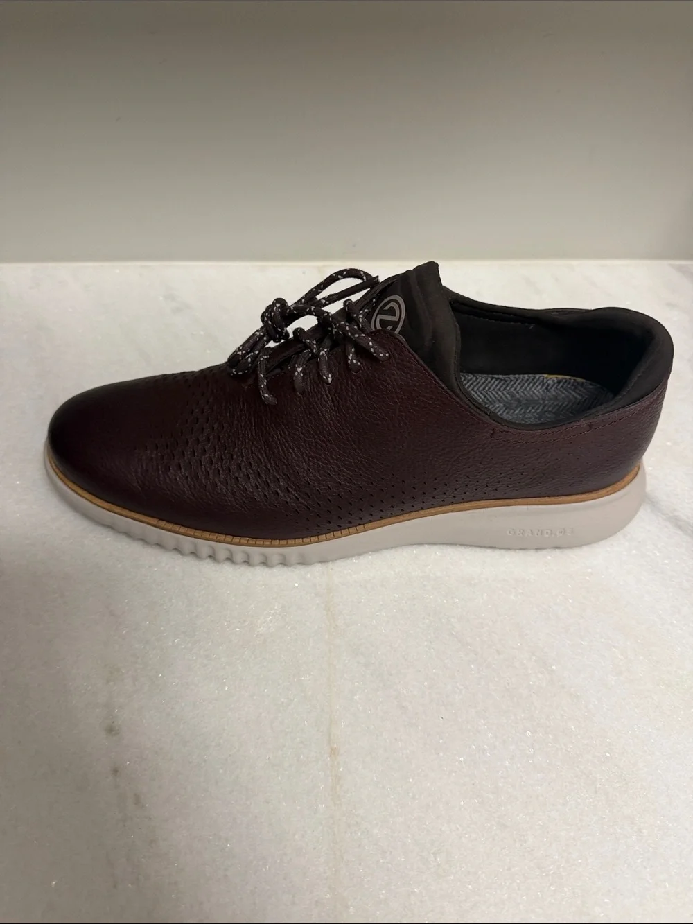 Cole Haan Perforated Leather Lace-Up Oxfords - Dark Brown